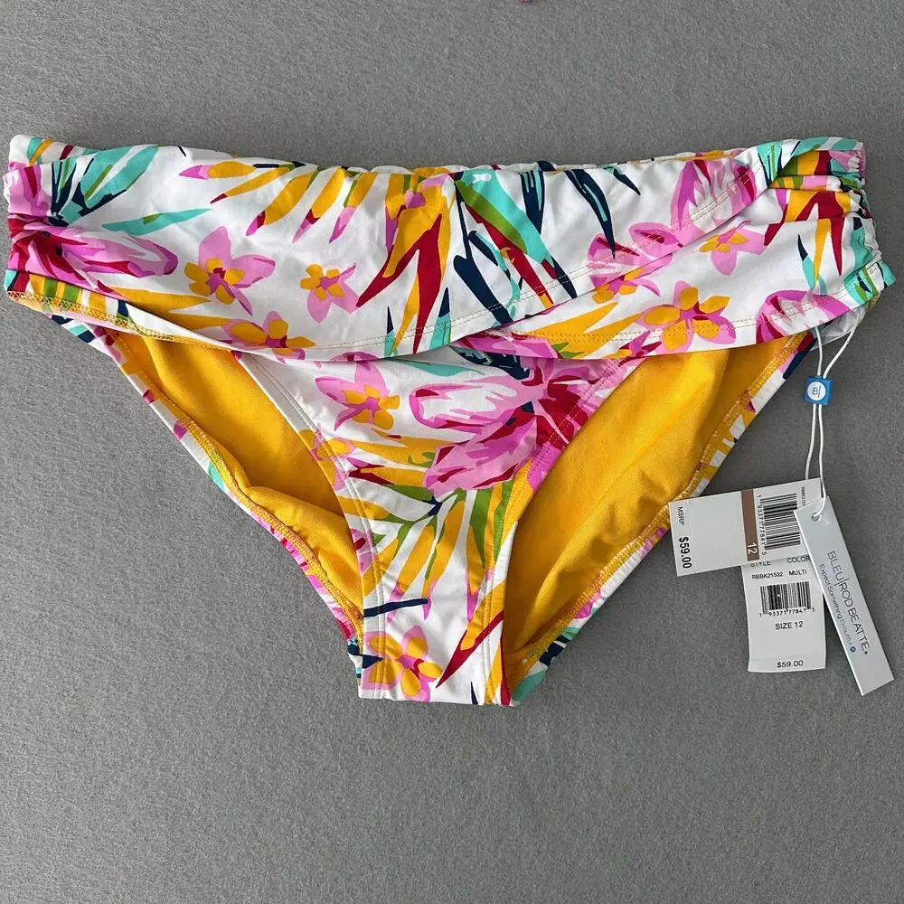 Bleu Rod Beattie Beachy Keen Tropical Bikini Swim Bottom Womens Sz 12 - Picture 1 of 8